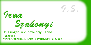 irma szakonyi business card